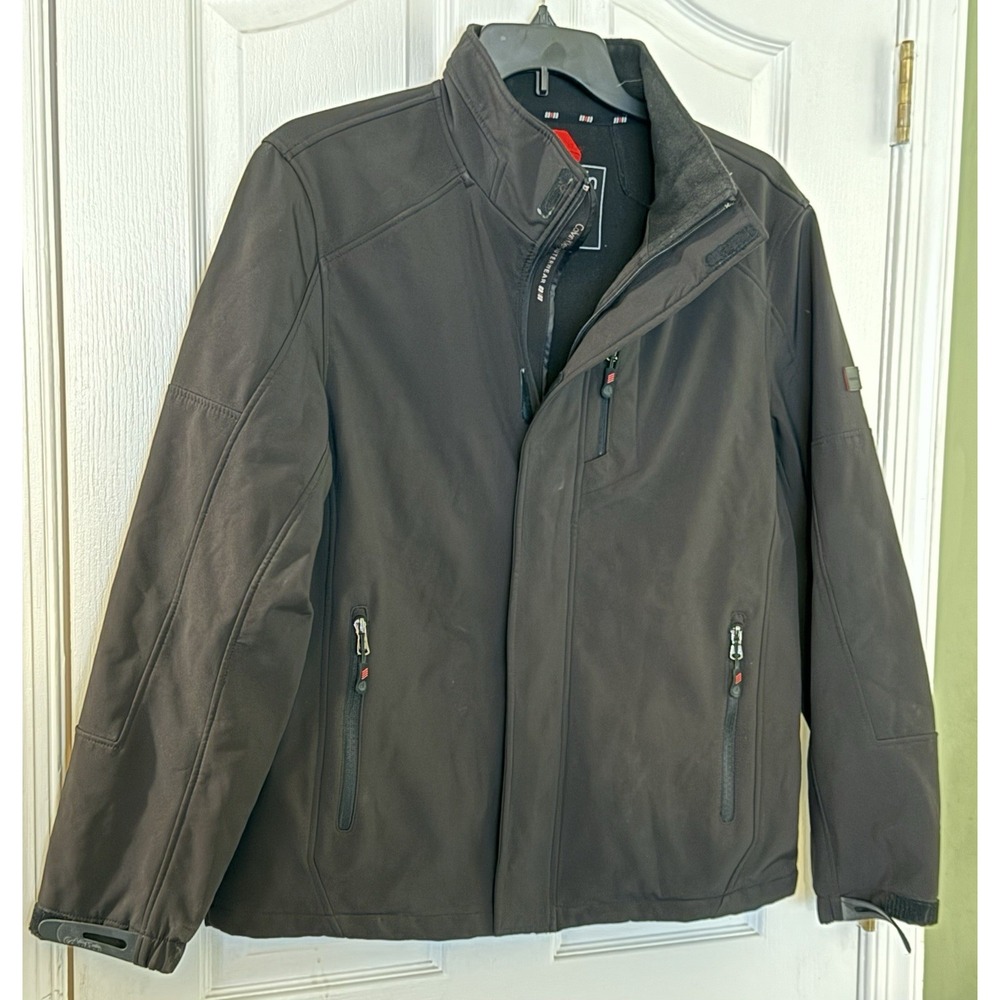 Calvin Klein Full Zip Up Jacket Mens Medium Black Water Resistant Stretch EUC